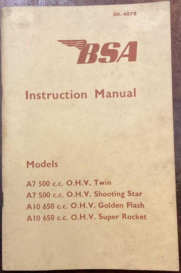 BSA Instruction Manual for A models